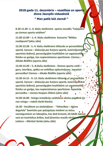 2018. gada 11. decembris veselības un sporta diena Jaunpils vidusskolā Man patīk būt ziemā