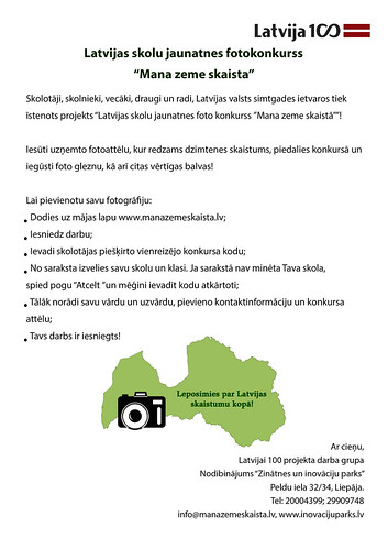 Latvijas skolu jaunatnes fotokonkurss Mana zeme skaistā