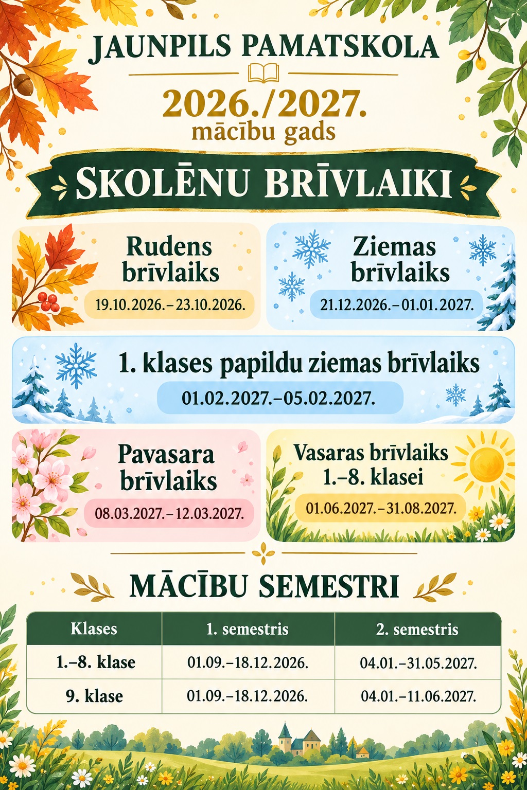 Jaunpils skolas brivlaiki un semestri